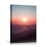 Canvas Wall Art Night Gradient Sunset Coastal Multicolor Photography Relax/Calm Romantics Sunset - 12x18 inches