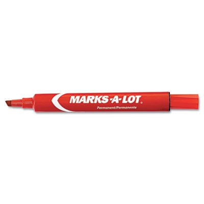 Avery 08887 Marks-A-Lot Large Chisel Tip Permanent Marker, Red, 12 Each/DZ