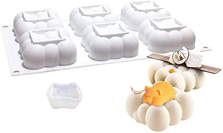 Fyuan Silicone Mold 3D Bakeware Dessert Mousse Moulds for Cake Decoration DIY Jelly Pudding Candy Chocolate, 6 Holes Cloud with 1 Small Pig, White