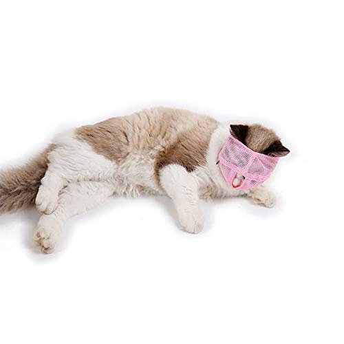 Delifur Cat Muzzles Breathable Mesh Pet Muzzle Grooming Prevent Cat from Biting and Chewing (S, Pink)