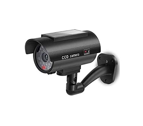 BW Dummy Camera Black Waterproof Dummy CCTV Security Camera Solar Powered Imitation Camera Simulation Gun-type Surveillance Camera with Light for Monitoring