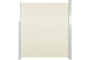 vidaXL Retractable Side Awning Cream 47.2X118.1In | UV & Water Modern Outdoor Shade Solution Perfect for Balconies and Patios Adjustable Mechanism Balcony Windscreen Garden Screen