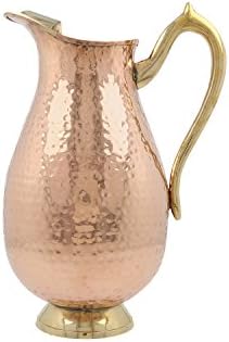 100% Pure Heavy Gauge Copper Jug - Handcrafted Indian Copper Pitcher - Ayurveda Health Benefit Solid Copper Vessel - 70 Oz/2.1 Liters By Rawyalcrafts