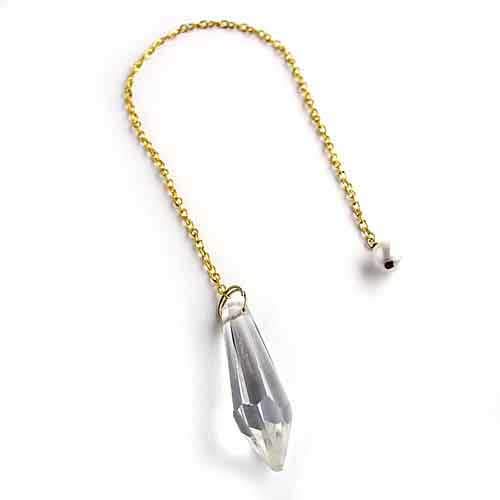 Radiesthesie Real Rock Crystal Pendulum with Chain – Divination Pendulum Voyage Esoterism – with Instructions in French – Made in Europe