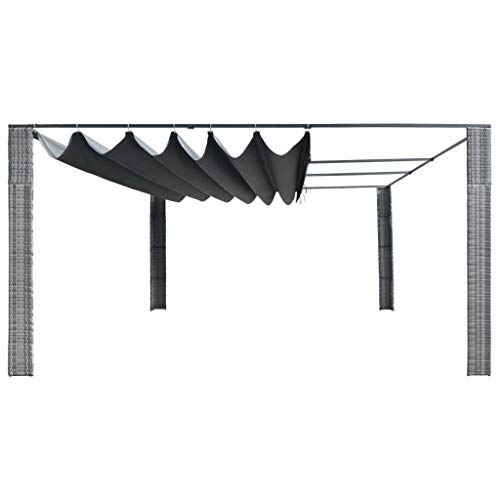 vidaXL Pavillon mit Schiebedach Poly Rattan Gartenpavillon Partyzelt Pergola – Bild 3