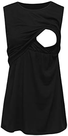 Women Nursing Sleeveless T Shirts Pregnancy Baby Tanks Tops Breastfeeding Pull-up Vest Tees Maternity Blouse Tunics Tops