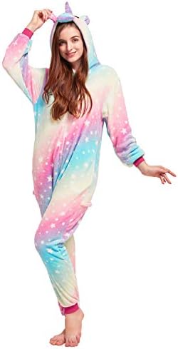 NOUSION Licorne Unisex Adult Pajamas, Cosplay Christmas Unicorn Sleepwear Onesies Outfit