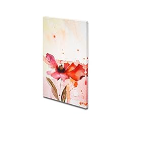 Canvas Prints Wall Art -Beautiful Peony in Red Watercolor, King of Flowers| Modern Home Deoration/Wall Art Giclee Printing Wrapped Canvas Art Ready to Hang - 18" x 12"