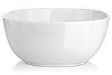 DOWAN 3-Packs Porcelain Serving/ Salad Bowls, 2.4 Quart White Fine Large Soup Bowl