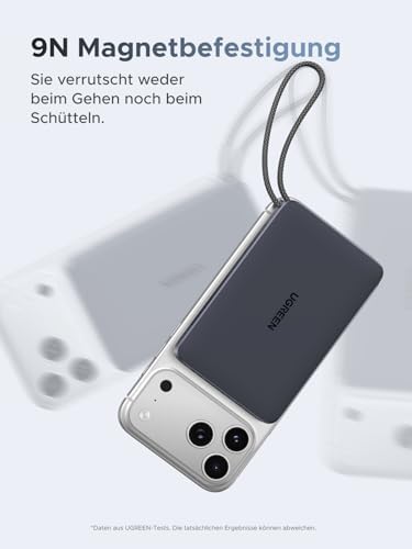 MagFlow 10000mAh Qi2 25W Powerbank Magsafe mit USB-C 30W, (Grau)