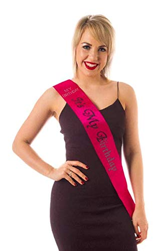 Alandra Birthdays S-ITSMY-HP It's My Birthday Diamante Sash, Unisex-Adult, Hot Pink, One Size