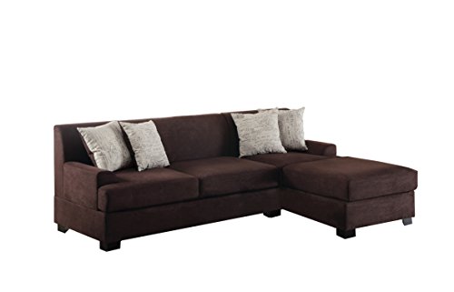 UPC 742169013384, Poundex Bobkona Samuel Microsuede 3-Seat Reversible Sectional Sofa, Chocolate