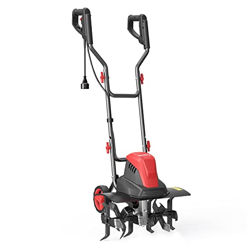 18 Inch 13.5 AMP Corded Electric Tiller Cultivator, with 6 Steel