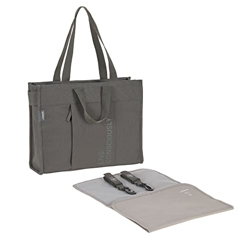 LAESSIG Baby Changing Bag with Changing Mat, Pram Attachment, Sustainably Produced, GRE Tote Up Bag, Anthracite