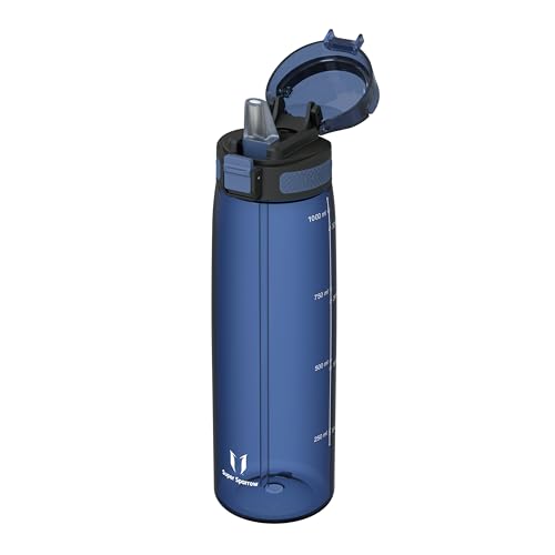 Super Sparrow 水筒 1L 米国Tritan製 ストロー付き BPAフリー 漏れ防止 ウォーターボトル