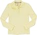 French Toast School Uniform Girls Long Sleeve Polo Interlock with Picot Collar, Yellow, Small (6/6X)