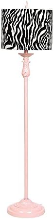 Jubilee Collection 8806-5500 Zebra Drum Shade on Pink Floor Lamp, X-Large