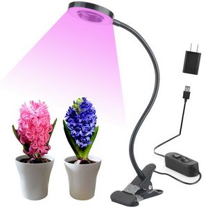 10W LED Grow Light, Venoya Desk Grow Lamp for Indoor Plants, Grow Light 8 Levels Dimmable with Flexible Gooseneck and Metal Clip for Bonsai, Pot Plant, Hydroponics, Horticultural Garden