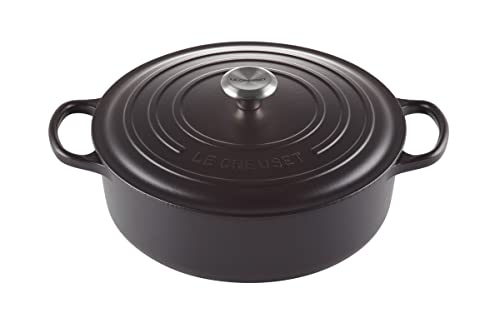 Le Creuset Signature Enamelled Cast Iron Risotto Pot With Helper Handle, For All Hob Types and Ovens, 30cm, 6.2 Litres, Matte Black, 21179300000430