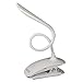 LED Desk Lamp, ZHOPPY Dimmable Clip On Bedside Lamp Table Lights with Clip-On Clamp - Reading Book Light, Eye-care, Portable, USB Rechargeable, Gooseneck Tube Touch Control Light (White)