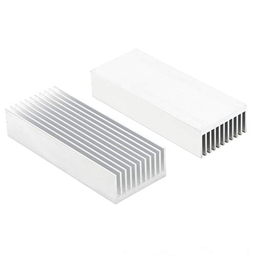 Senmod 4pcs Sliver Tone Aluminum Chipset Heatsink, 100x40x20mm Heat Sink Cooling Fin for High Power Amplifier Transistor Semiconductor