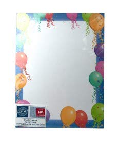 Cute Balloon Print Border Stationery (Pack of 100 Paper Sheets) | Perfect Craft Paper Pads for Art & Craft
