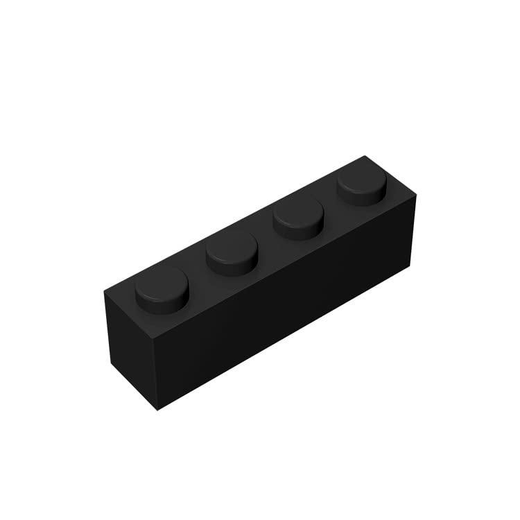 Classic Building Brick 1x4, 100 Piece Bulk Brick Block, Black 1x4 Bricks, Compatible with Lego Parts and Pieces 3010(Colour: Black)