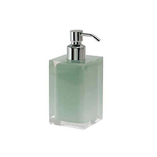 Gedy Auckland Dispenser Sapone Bagno Finitura in Resina Verde salvia, Contenitore 210ml, Pompetta cromata in Cromall e resine termoplastiche, Dosatore Sapone bagno