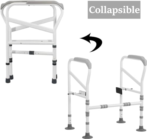 ybaymy Toilet Support Frame Height Width Adjustable Toilet Handrail No Drilling Required Safety Frames for Toilets, Toilet Stand Up Aid for Seniors, Disabled People and Pregnant Women