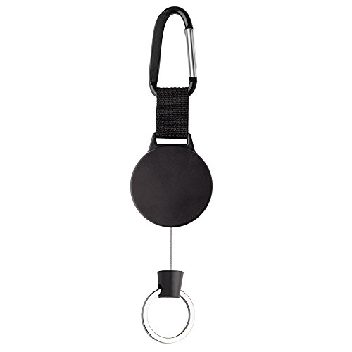 Kuuqa Schlüsselanhänger Ausziehbar Heavy Duty Retractable Schlüsselrolle Schlüsselkette Ausweis JoJo mit 100cm Stahldrahtseil, Schwarz