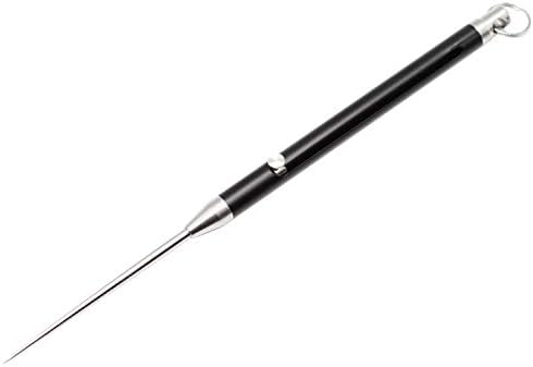 PPFISH EDC Keychain Titanium Integrated Design Telescopic Toothpick with Titanium Protective Case Holder, Ultralight Travel Kits for Outdoor Camping Picnic (Black)