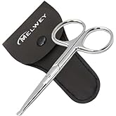 MELWEY Rounded Small Hair Scissors 3.7" - Baby Nail, Nose &amp; Beard Scissors | Stainless Steel, Round &amp; Blunt Tip, Mustache &amp; Nose Scissor, For Facial &amp; Pubic Hair, Safe for Kids &amp; Adults