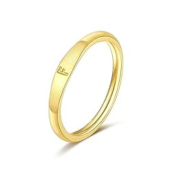 ZNBOH Gold Initial Rings for Women 14K Dainty Plain