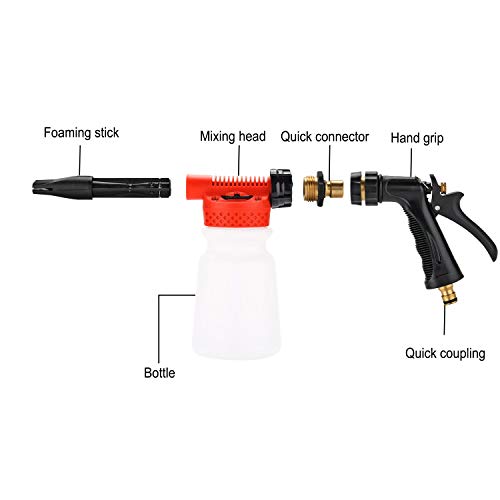 CPROSP Wash Gun Car Foam Gun, Cleaning Sprayer, Car Washer, 2 in 1 Foam Blaster with 900ml Bottle,for Van Motorcycle Vehicle - Thumbnail 2
