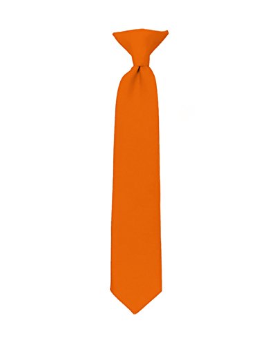 NYfashion101 Boy's Solid Clip on Tie- Orange