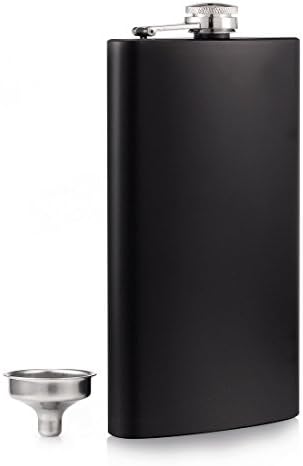 GENNISSY Hip Flask 12 OZ Classic Stainless Steel Flasks for Liquor with Funnel, Drinking of Alcohol Whiskey Gift for Men(Black)