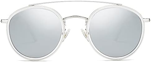 SOJOS Retro Round Polarized Sunglasses UV400 Double Bridge Sun
