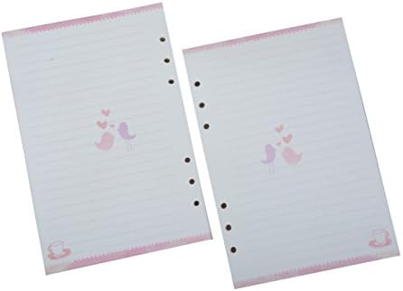 Funcoo 2 Sets 45 Sheets Planner Filler Paper Refills Inserts Pages A5 Size Cute Planner Paper for 6-Holes Binder, Journal, Dairy, Day Planner, Notebook (Line)
