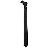 K. Alexander Men's Solid Black Retro Skinny Necktie 1.5" Satin Finish - Formal Slim Tie