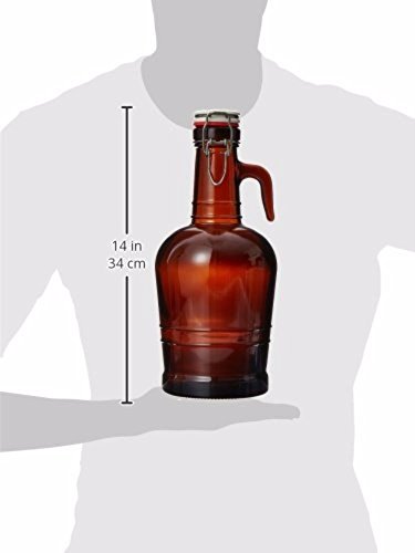 1 Liter+Growler+Glass+Handle+Amber