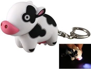 Cow LED Key Chain with Sound Effect (White Black)