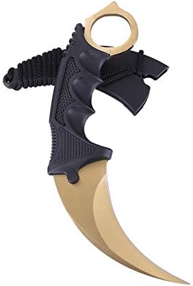 Charque Karambit Knife, Tracffy Pocket Knife CS GO Tactical Blade with Sheath, Survival Combat Hunting Camping Tool, UK Legal 3.5-Inch Blade Length