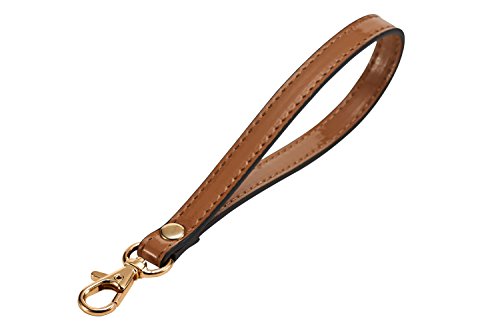 LIVEUP Wristlet Keychain Cellphone Genuine Leather Hand Strap with Lock Wrist Hand Strap Gold Swivel Trigger (Cracker Khaki)