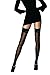 DancMolly Lace Thigh High Stockings, 2 Pairs Women's Rich Colors Silky Sheer Anti-Slip Silicone Pantyhose (Nude 1 Pair + Black 1 Pair, A-B)