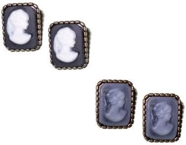 Cameo Rectangle Bronze Stud Earrings EA863