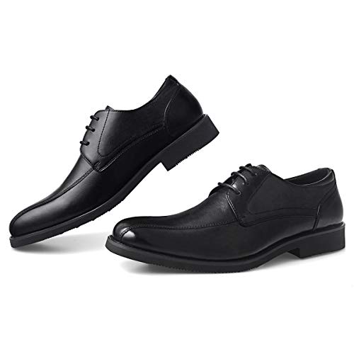Men's Formal Derby Dress Shoes -Lace Up Oxfords Stylish Bicycle-Toe Bluchers Black 9