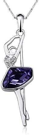Silver Tone Crystals from Swarovski Dancing Ballerina Necklace, 16+2" Extender