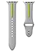 EloBeth for Apple Watch Band, Soft Silicone Sport Style Replacement Wrist Strap Stripe Color Splicing for Apple Watch Bands Series 2/Series 1, Sliver/Green 42mm