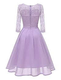 Vestido de encaje para mujer de manga larga con falda de gasa