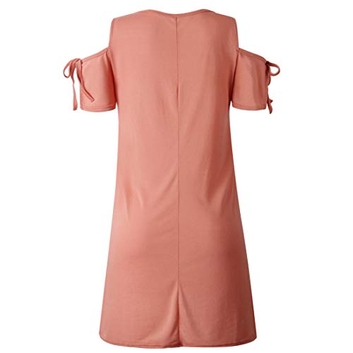 Ajpguot-Vestiti-da-Donna-Fuori-dalla-Spalla-Abito-di-Maglietta-Estivo-Abiti-da-Spiaggia-Elegante-Mini-Vestito-di-Colore-Solido
